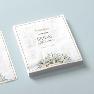 Servilleta De Papel Wildflower Bridal Shower Elegant Name Date Napkins