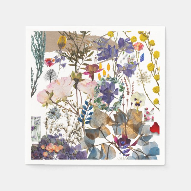 Servilleta De Papel Wildflower Collage Napkin (Anverso)