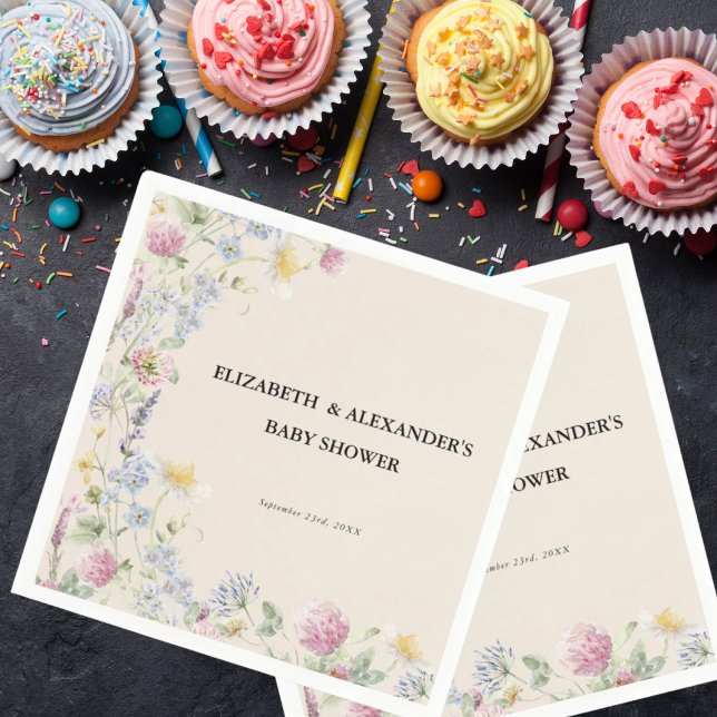 Servilleta De Papel Wildflower Couples Baby Shower  (Subido por el creador)