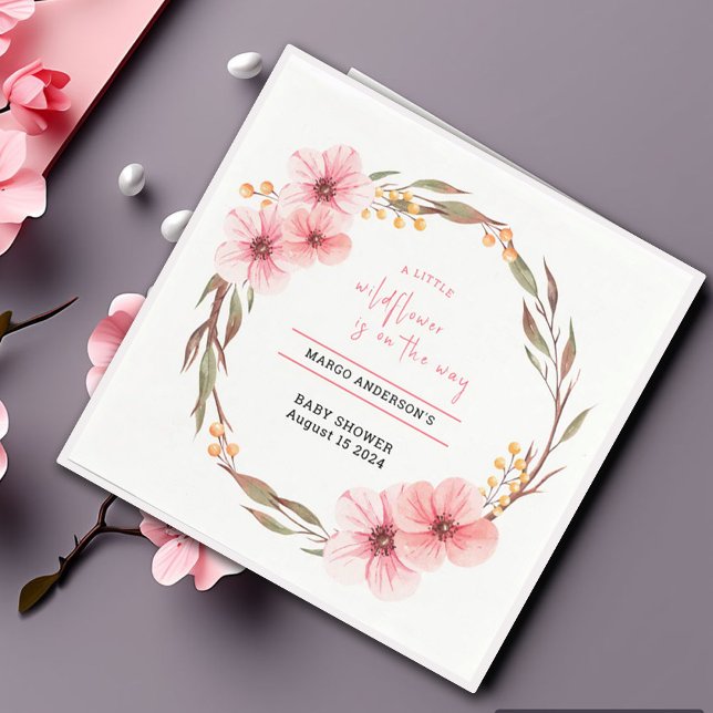 Servilleta De Papel Wildflower Está En Camino De La Baby Shower Rosa (Subido por el creador)
