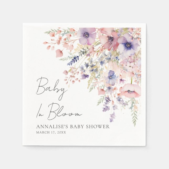Servilleta De Papel Wildflower Floral Baby Shower Napkins (Anverso)