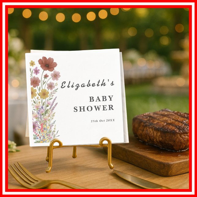 Servilleta De Papel Wildflower Floral Boho Baby Shower (Subido por el creador)