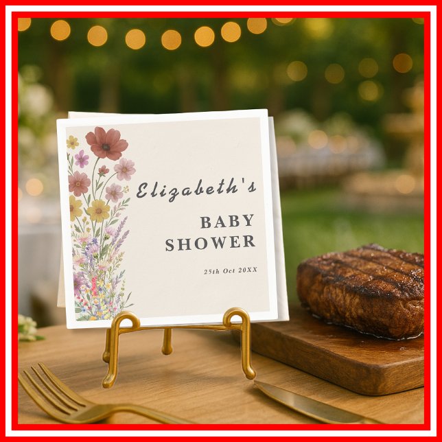 Servilleta De Papel Wildflower Floral Boho Baby Shower (Subido por el creador)