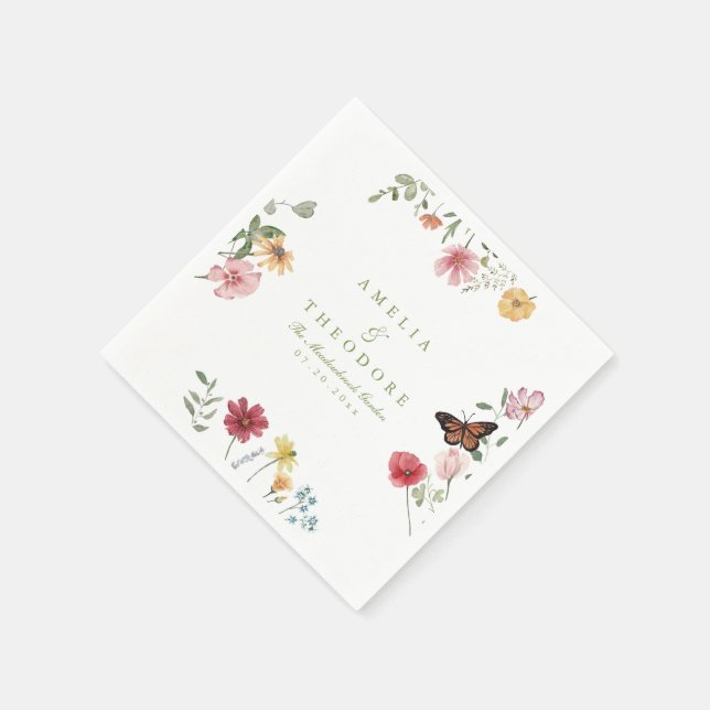 Servilleta De Papel Wildflower Garden Wedding Napkins (Borde)