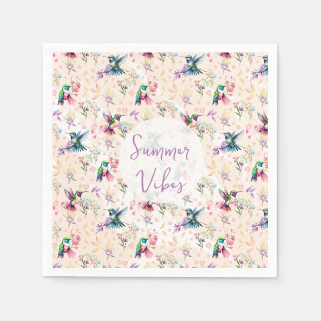 Servilleta De Papel Wildflower & Hummingbird Summer Vibes  (Anverso)