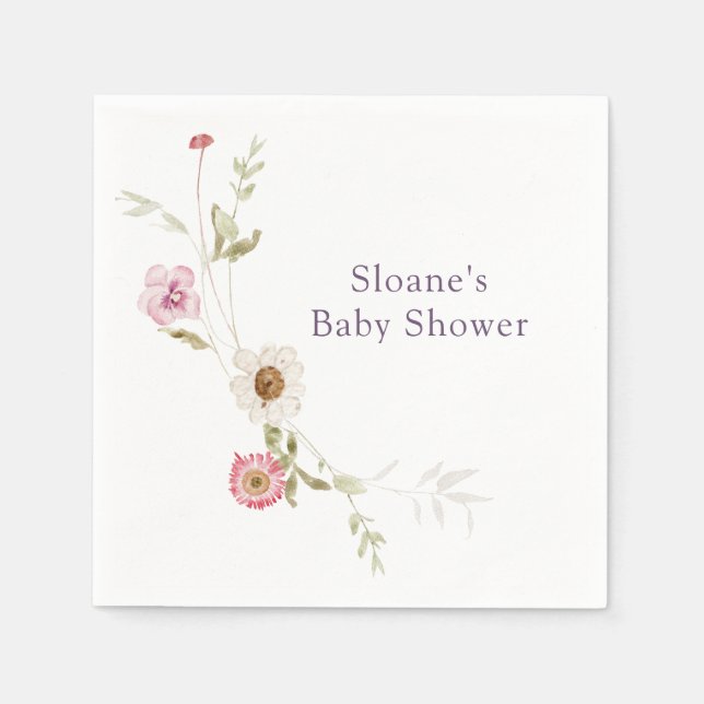 Servilleta De Papel Wildflower Meadow Wreath Baby Shower (Anverso)