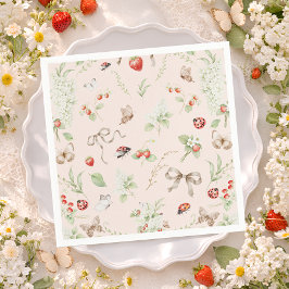 Servilleta De Papel Wildflower Strawberry Butterfly