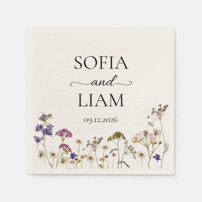 Servilleta De Papel Wildflower Watercolor Wedding (Anverso)