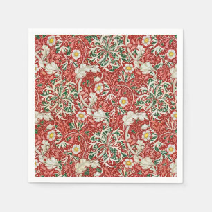 Servilleta De Papel William Morris Algas Flor Antigua Rojo Verde