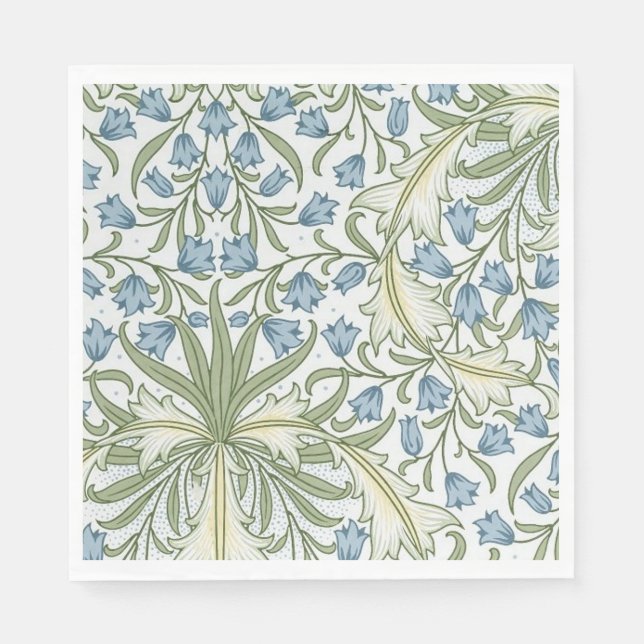 Servilleta De Papel William Morris - Campanillas azules Art Nouveau (Anverso)