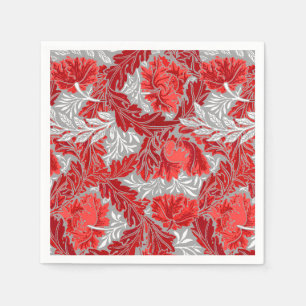 Servilleta De Papel William Morris floral, de color rojo oscuro y