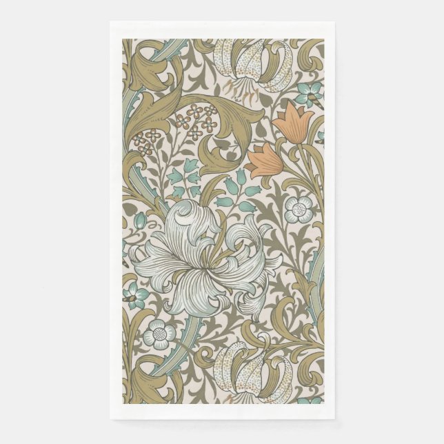 Servilleta De Papel William Morris Golden Lily Blue Gold (Anverso)