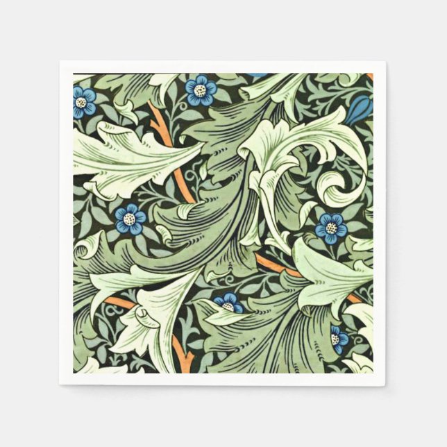 Servilleta De Papel William Morris - Granville, grande azul y verde (Anverso)