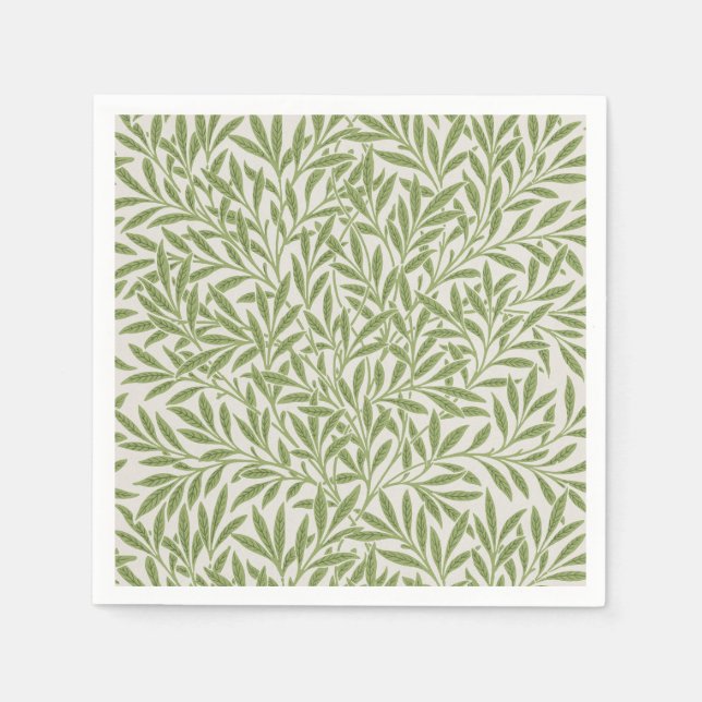 Servilleta De Papel William Morris Green Floral Botanical Pattern (Anverso)