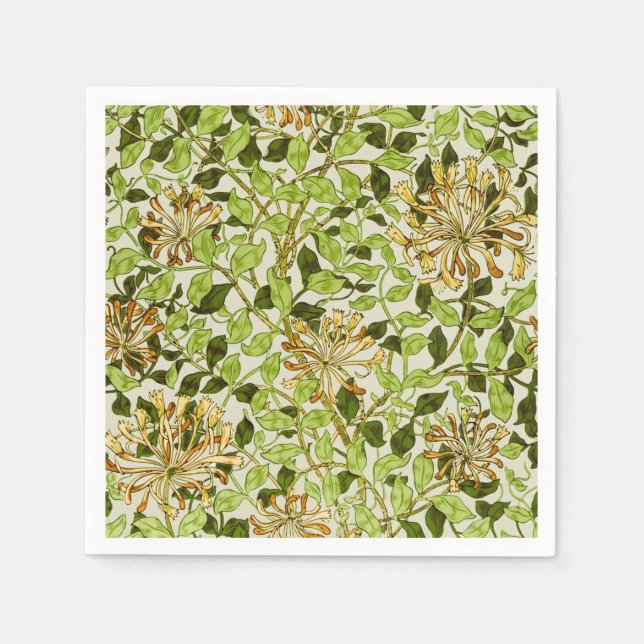 Servilleta De Papel William Morris Honeysuckle Green Flowers (Anverso)