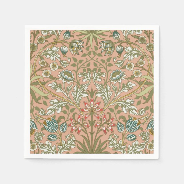 Servilleta De Papel William Morris Hyacinth Flower Rosa Art (Anverso)