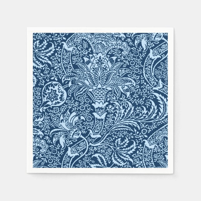 Servilleta De Papel William Morris Indian, Dark Indigo y Sky Blue (Anverso)