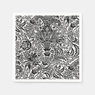 Servilleta De Papel William Morris indio, negro y blanco