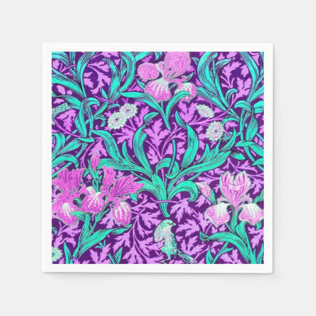 Servilleta De Papel William Morris Irises, Amethyst Purple (Anverso)