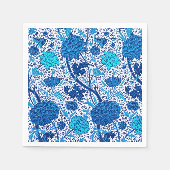 Servilleta De Papel William Morris Jacobean Floral, Cobalt Blue (Anverso)