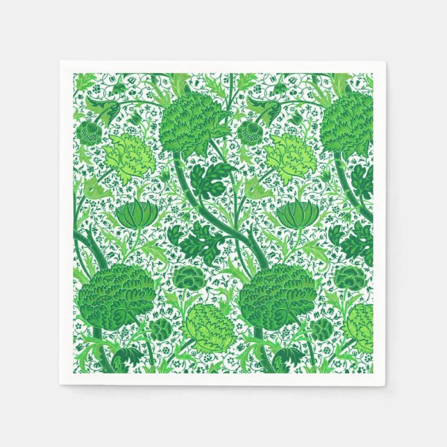 Servilleta De Papel William Morris Jacobean Floral, Emerald Green (Anverso)