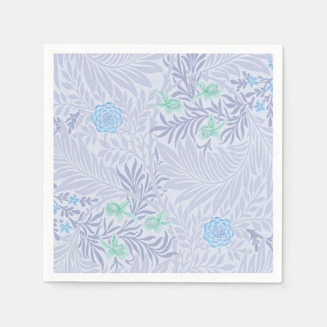 Servilleta De Papel William Morris - Larkspur - Flores y hojas azules (Anverso)