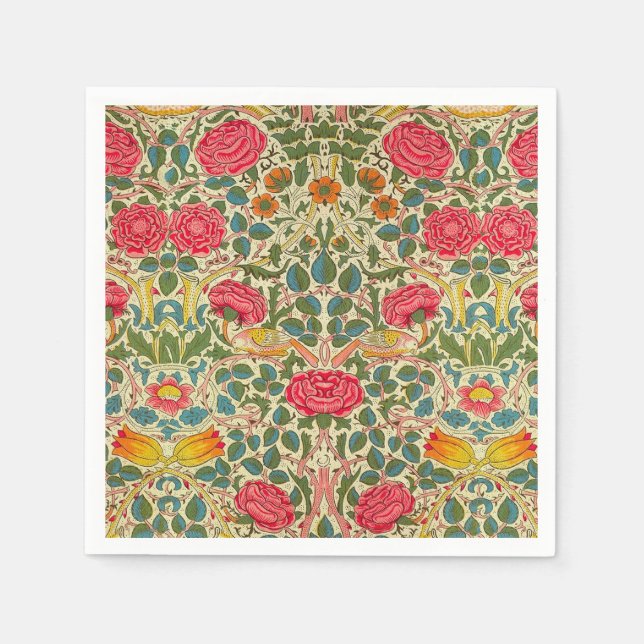 Servilleta De Papel William Morris Rosa Floral Chintz Pink (Anverso)