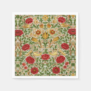 Servilleta De Papel William Morris Rosa y Pájaros Chintz Rojo