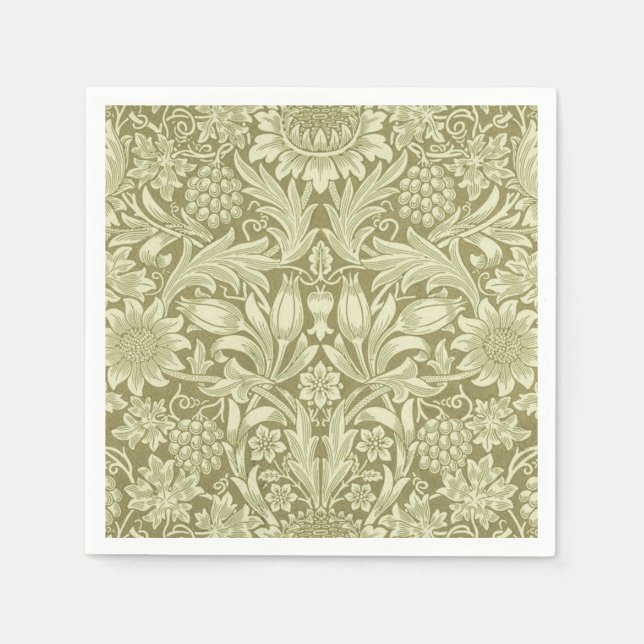 Servilleta De Papel William Morris Sunflower Green Flower (Anverso)