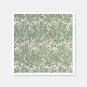 Servilleta De Papel William Morris Verde Salvia Estampado de Tulipán: