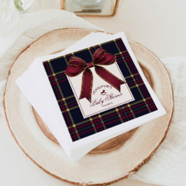 Servilleta De Papel Wine Red Bow Rocking horse plaid Baby Shower