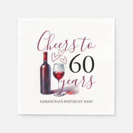 Servilleta De Papel Wine Theme 60th Birthday Cocktail Napkins
