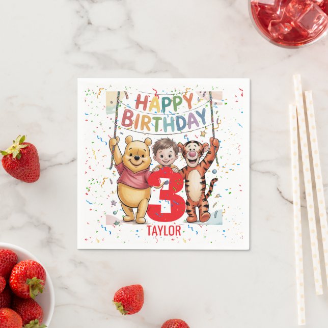 Servilleta De Papel Winnie the Pooh | Happy Birthday (In situ)