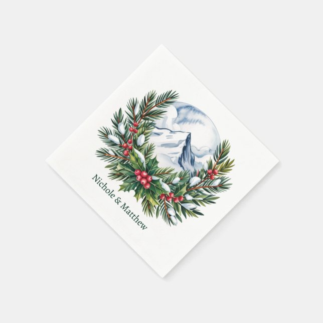 Servilleta De Papel Winowy Pine Wreath Boda (Borde)
