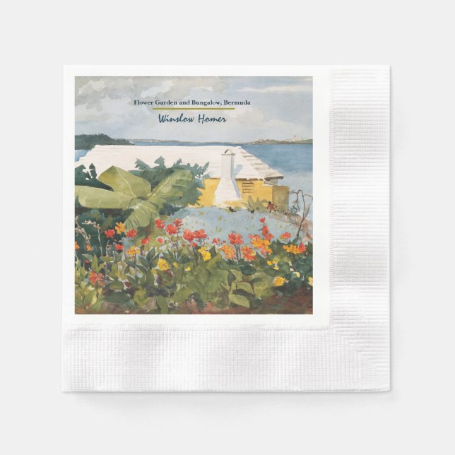 Servilleta De Papel Winslow Homer Flower Garden y Bungalow Bermuda (Anverso)