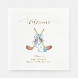 Servilleta De Papel Winter All Star Hockey Baby Shower Welcome
