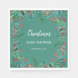 Servilleta De Papel Winter Baby Shower Green