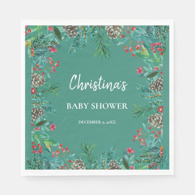 Servilleta De Papel Winter Baby Shower Green (Anverso)