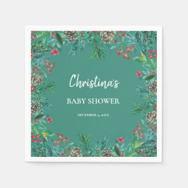 Servilleta De Papel Winter Baby Shower Green