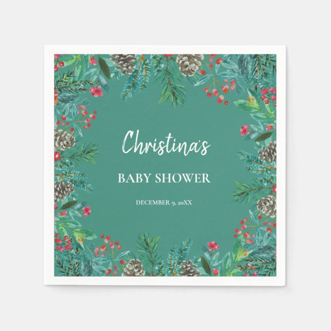 Servilleta De Papel Winter Baby Shower Green (Anverso)