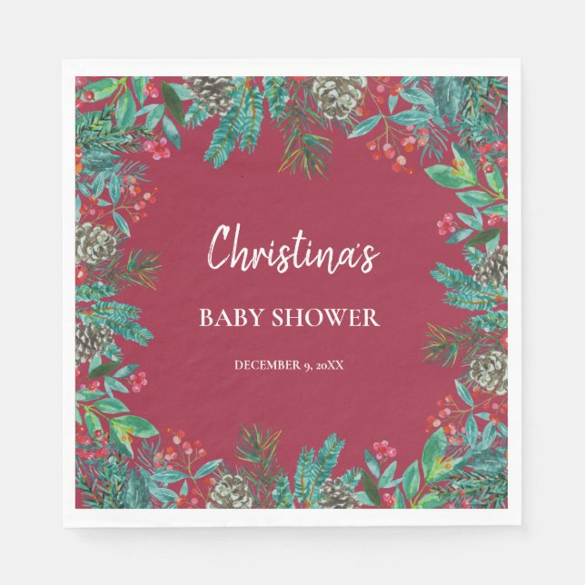 Servilleta De Papel Winter Baby Shower Red (Anverso)
