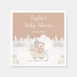 Servilleta De Papel Winter Bear Brown Sleigh Baby Shower