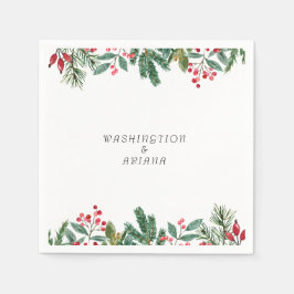 Servilleta De Papel Winter Berries Pine Cone Greenery Boda