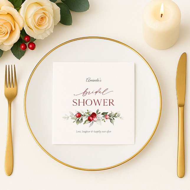 Servilleta De Papel Winter Berry Bridal Shower Napkin (Subido por el creador)