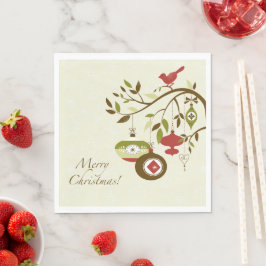 Servilleta De Papel Winter Bird Partridge Tree Branch Feliz Navidad