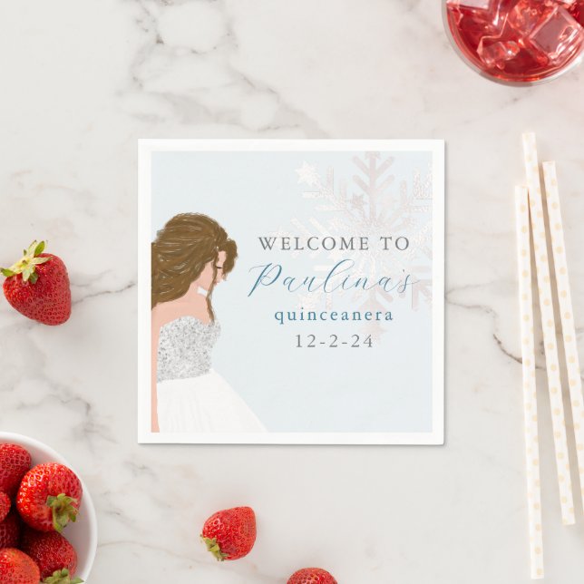 Servilleta De Papel Winter Blue Mis Quince Quinceañera (In situ)