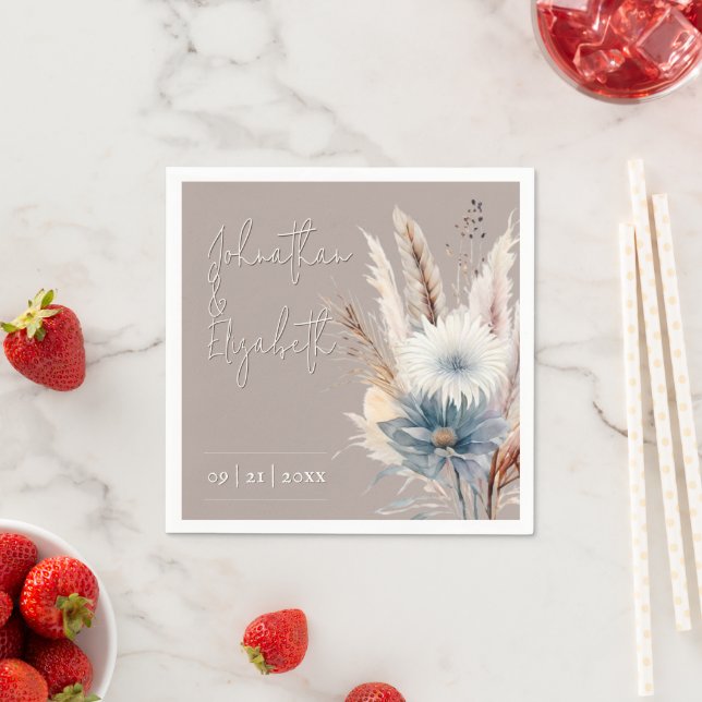 Servilleta De Papel Winter Boho Floral Boda | Beige (In situ)