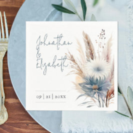 Servilleta De Papel Winter Boho Floral Boda | Blanca