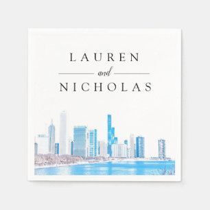 Servilleta De Papel Winter Chicago Skyline Boda personalizado