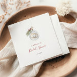 Servilleta De Papel Winter Christmas Ornament Bridal Shower<br><div class="desc">Minimalistas toallas de ducha de novia de invierno con un ilustracion acuarela de un adorno navideño con anillos de boda,  ramas de pino y bayas de Navidad. Con caligrafía elegante de escritura a mano.</div>